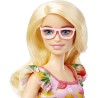 Barbie Fashionistas Bambola n.181 - Bambola con Vestito con Stampe e Maniche a Volant - Zeppe Arancioni - Occhiali Rosa - Regal