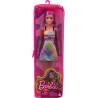 Barbie - Fashionistas N 190 Bambola con Capelli Biondi e Ciocche Viola, Abito, Sneaker Gialle con Zeppa, Bracciale, Giocattolo 