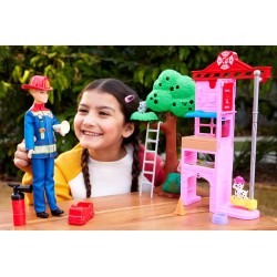 Barbie Carriere - Vigilessa del Fuoco, playset con bambola e caserma dei pompieri, include 2 cuccioli con effetto cambia colore