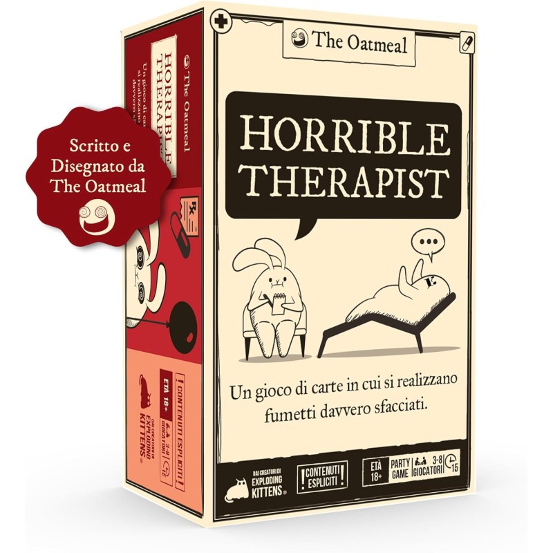Asmodee Horrible Therapist, Gioco di Carte, Un Party Game di Exploding Kittens, 3-8 Giocatori, 17+ Anni, Edizione in Italiano