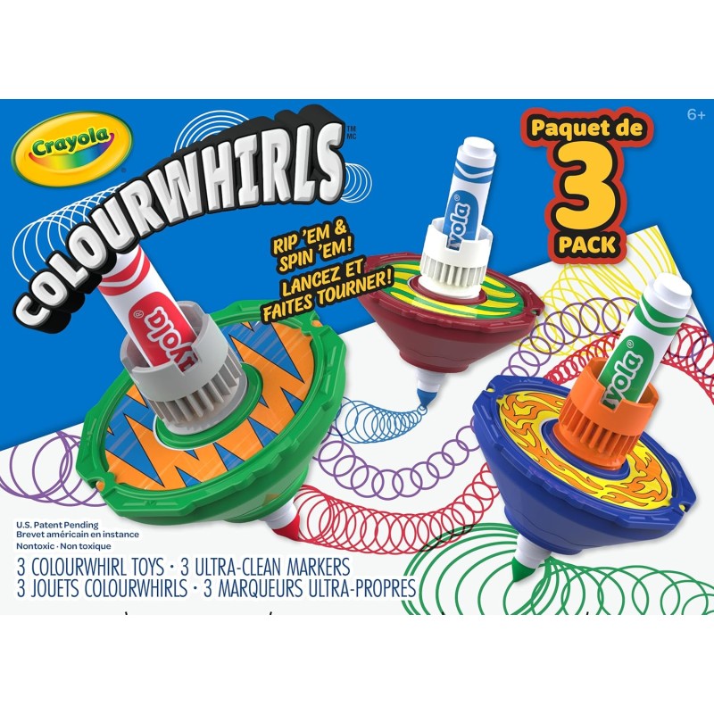 ColourWhirls, la Trottola dei Colori, Set con 3 Trottole, Colori Assortiti, Sfide in Famiglia e con gli Amici, Gioco e Regalo C