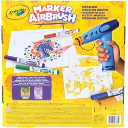 CRAYOLA Marker Airbrush - Aerografo Creativo per Bambini con 8 Pennarelli Lavabili e 5 Stencil, Giocattolo Educativo per Attivi