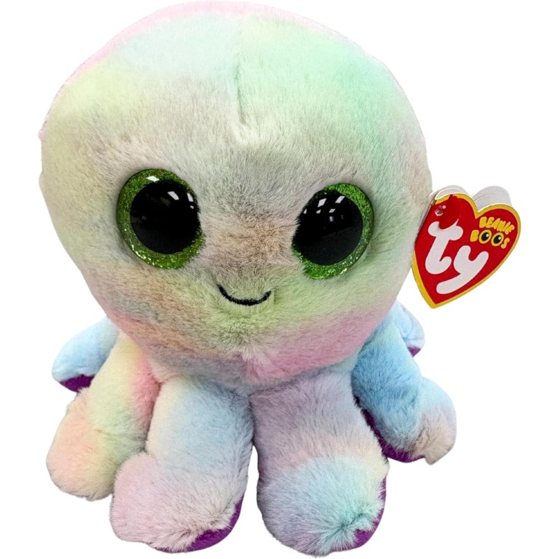 TY Beanie Boos - Bubbles il Polipo con Occhi Verdi Grandi e Glitter, il Peluche con gli Occhi Grandi Scintillanti - 15 Cm - T37