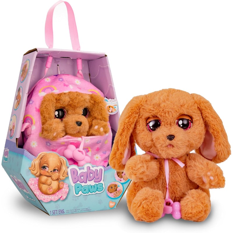 Baby Paws Cocker, Peluche Interattivo con Suoni, Apre e Chiude gli Occhi ed Include Borsetta, Copertina, Giocattolo Bambine e B