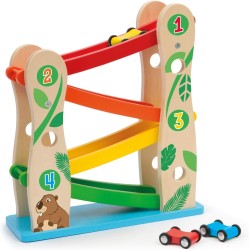 SEVI Rampa per macchinine (3 Veicoli) | Trudi by Giochi in Legno educativi Prima Infanzia | 25,4x9,1x28,5cm Wood | Modello 8805