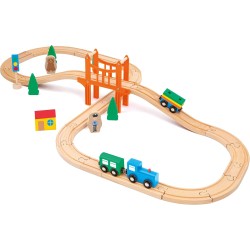 SEVI Pista per Trenino (39 pz.) | Trudi by Giochi in Legno educativi Prima Infanzia | 29x29x6cm Wood | Modello 88061