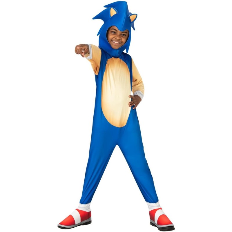 Rubies Costume Sonic The Hedgehog classico Tg.XXS (3/4 anni) 98-104 cm, Tuta con copristivali e accessorio per la testa, licenz