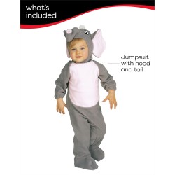 Rubies Costume Elefante per neonato 12/18 mesi, Tuta con cappuccio e coda