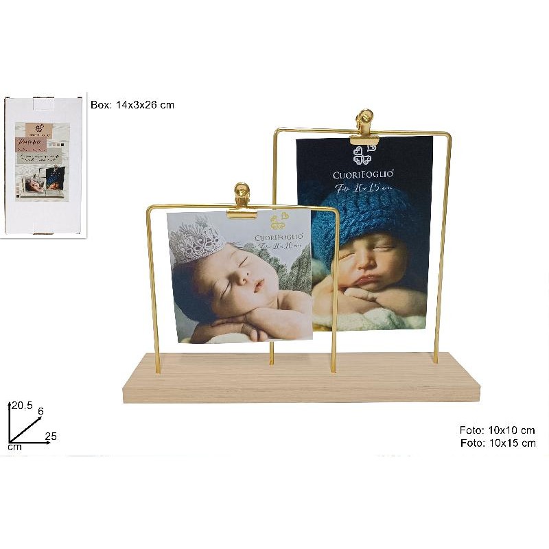 Portafoto con 2 Mollette in Metallo