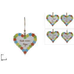 Appendino Cuore Legno Festa Papà cm 8,5x9 cm, modelli assortiti, 1 pezzo