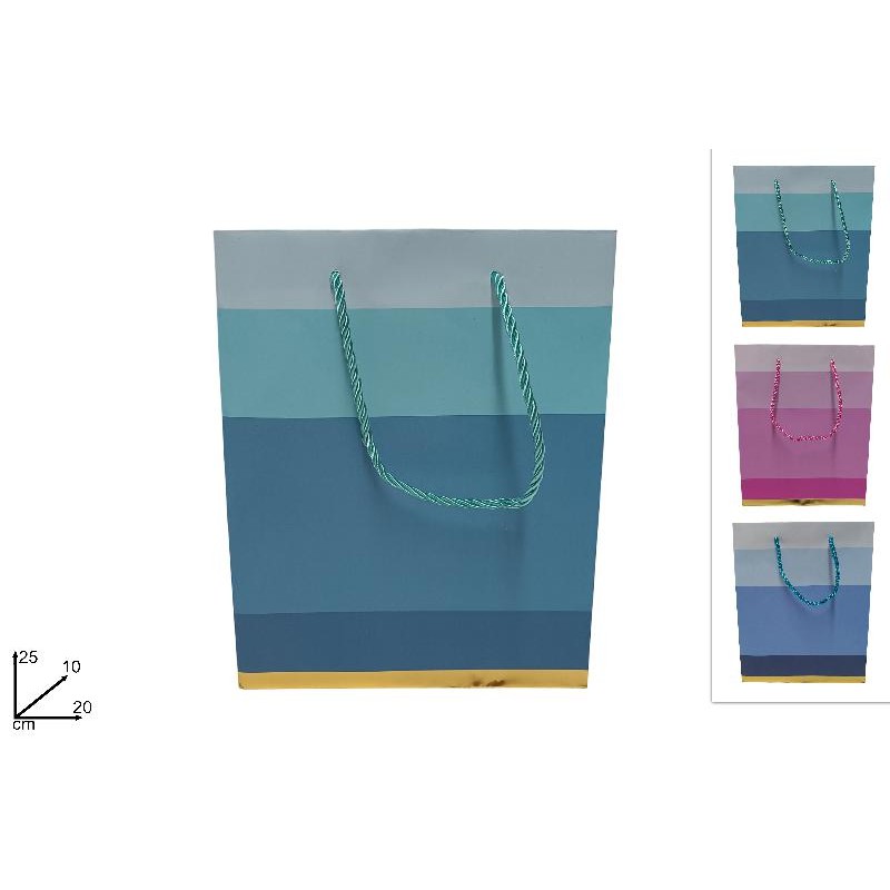 Busta Regalo 20x25x10 Fasce Multicolor, colori assortiti, 1 pezzo