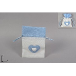 Sacchettino Nascita Cuore Celeste 13x10 cm