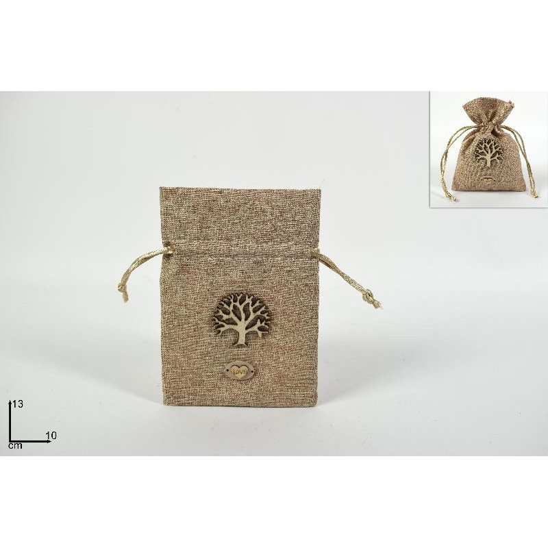 Sacchetto Juta con Albero della Vita 13x10 cm