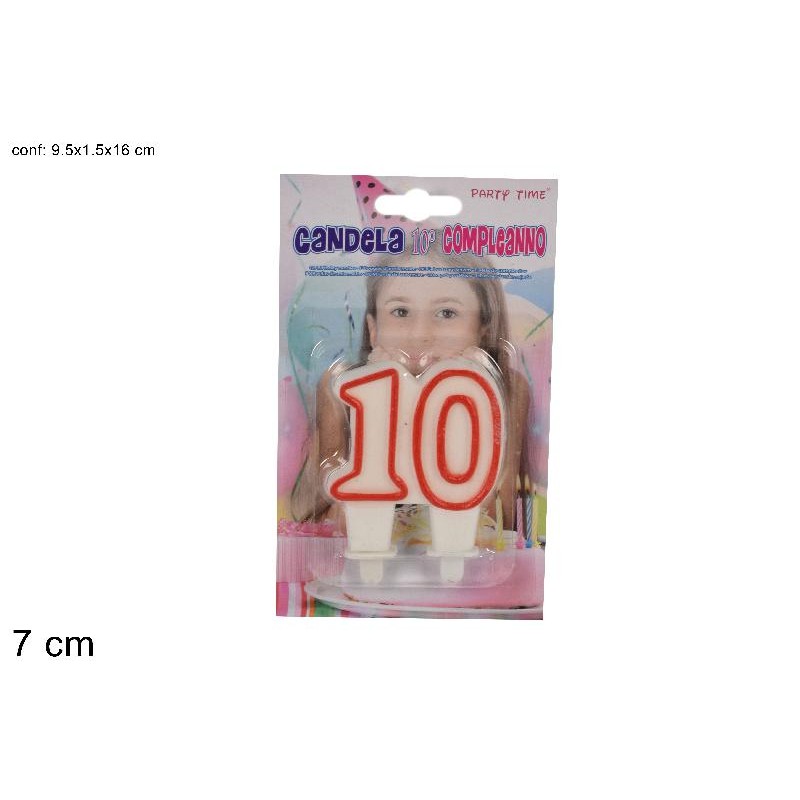 Candela 10 Anni, 7 cm