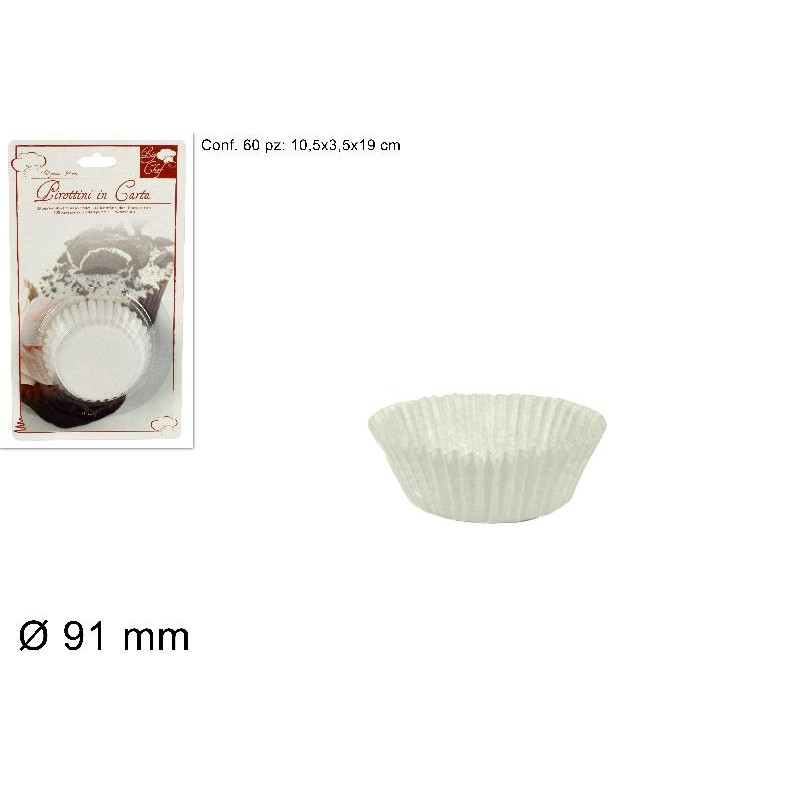 Pirottini Dolci in carta Ø 91 mm Bianco, 60 pezzi