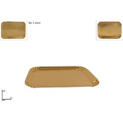 Vassoio Oro 22x31 cm, Set da 2 pezzi