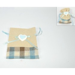 Sacchetto Tessuto con Cuore Celeste