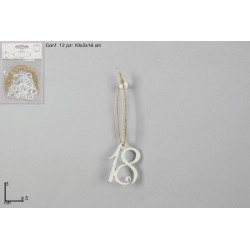 Appendini Legno Numero 18 Bianco, 12 Pezzi