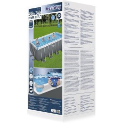 Bestway 56671 Power Steel 488x244x122cm - Piscina Fuori Terra in PVC Rettangolare con Pompa di Filtrazione a Sabbia, Scaletta, 