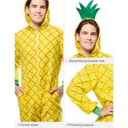 Rubies - Costume Ananas adulto unisex taglia unica jumpsuit con cappuccio originale halloween carnevale feste addii al celibato