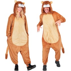 Widmann - Tuta da Leone per adulti Tg.XXL, morbida tuta in peluche con cappuccio, costume da animale per Carnevale, 45824