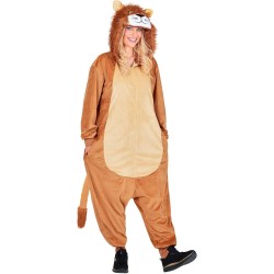 Widmann - Tuta da Leone per adulti Tg.XXL, morbida tuta in peluche con cappuccio, costume da animale per Carnevale, 45824
