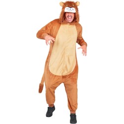 Widmann - Tuta da Leone per adulti Tg.XXL, morbida tuta in peluche con cappuccio, costume da animale per Carnevale, 45824