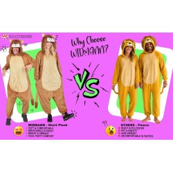 Widmann - Tuta da Leone per adulti Tg.XXL, morbida tuta in peluche con cappuccio, costume da animale per Carnevale, 45824