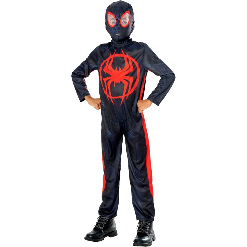 Rubies - Costume Miles Morales Spider-Verse classico Tg.XS, tuta stampata e maschera, ufficiale Marvel, 1000716-XS