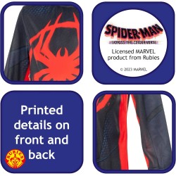 Rubies - Costume Miles Morales Spider-Verse classico Tg.XS, tuta stampata e maschera, ufficiale Marvel, 1000716-XS