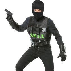 Widmann - Set di costumi S.W.A.T. giubbotto antiproiettile, maschera, distintivo, pistola, manette, radio, torcia, granata a ma