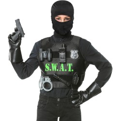 Widmann - Set di costumi S.W.A.T. giubbotto antiproiettile, maschera, distintivo, pistola, manette, radio, torcia, granata a ma