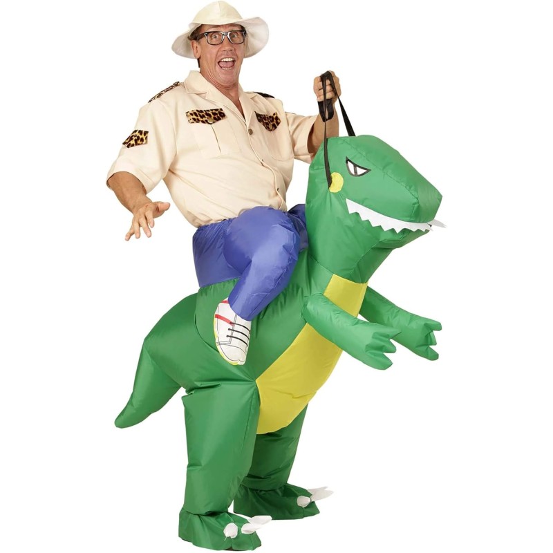 Widmann - Costume da esploratore dinosauro gonfiabile, con soffiatore e cappello integrati, 75505