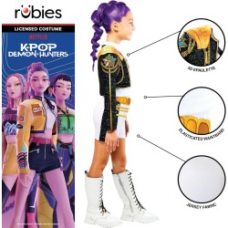Rubies - Official Netflix K-Pop Demon Hunters Rumi Golden Classic Child Costume, Kids Fancy Dress Tg.XS 5/6 anni 110-116 cm