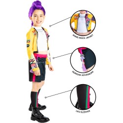 Rubies - Costume ufficiale di Rumi delle Huntrix delle Guerriere K-Pop. Tg.S 7/8 anni 122-128 cm