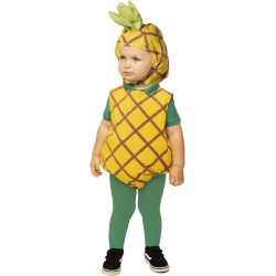 Rubies - Costume Ananastaglia bambino 1-2 anni tuta ananas giallo collant verdi e berretto, S8706-T