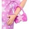 Mattel - Barbie - Deluxe Style n. 11, bambola dai capelli neri con chignon, abito in denim rosa con stampa a stelle e calze coo