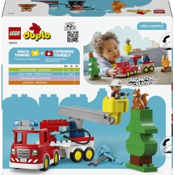 LEGO DUPLO 10473 Autopompa con Manichetta e Pompiere - Gioco Didattico per la Motricità Fine - Camion Giocattolo Rosso con Scal