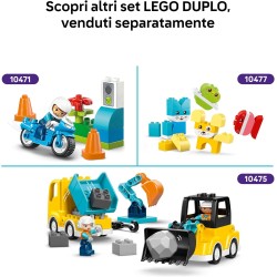 LEGO DUPLO 10473 Autopompa con Manichetta e Pompiere - Gioco Didattico per la Motricità Fine - Camion Giocattolo Rosso con Scal
