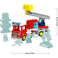 LEGO DUPLO 10473 Autopompa con Manichetta e Pompiere - Gioco Didattico per la Motricità Fine - Camion Giocattolo Rosso con Scal