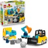 LEGO DUPLO 10475 Veicoli da Cantiere 3 in 1 - Gioco Didattico Montessori con Camion, Escavatore e Gru Giocattolo