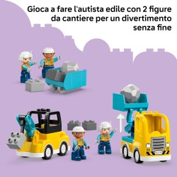 LEGO DUPLO 10475 Veicoli da Cantiere 3 in 1 - Gioco Didattico Montessori con Camion, Escavatore e Gru Giocattolo