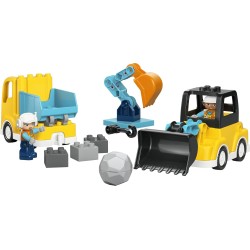 LEGO DUPLO 10475 Veicoli da Cantiere 3 in 1 - Gioco Didattico Montessori con Camion, Escavatore e Gru Giocattolo