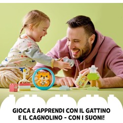 LEGO DUPLO 10977 Il Mio Primo Cagnolino e Gattino con Suoni, Set con Mattoncini Grandi, Animali Giocattolo da Costruire con Fun