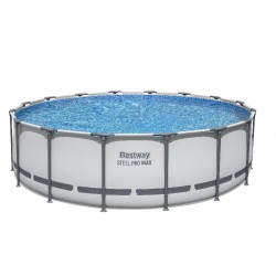 Bestway 5612Z Power Steel Pro MAX 488x122cm - Piscina Fuori Terra in PVC Rotonda con Pompa di Filtrazione a Cartuccia, Scaletta