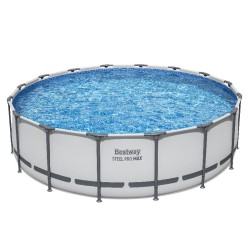 Bestway 5612Z Power Steel Pro MAX 488x122cm - Piscina Fuori Terra in PVC Rotonda con Pompa di Filtrazione a Cartuccia, Scaletta