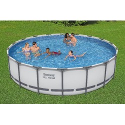 Bestway 56462 Power Steel Pro MAX 549x122cm - Piscina Fuori Terra in PVC Rotonda con Pompa di Filtrazione, Scaletta, Telo di Co