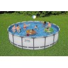 Bestway 56462 Power Steel Pro MAX 549x122cm - Piscina Fuori Terra in PVC Rotonda con Pompa di Filtrazione, Scaletta, Telo di Co