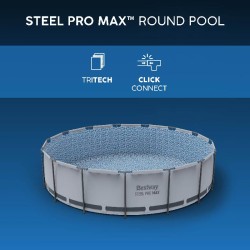 Bestway 56462 Power Steel Pro MAX 549x122cm - Piscina Fuori Terra in PVC Rotonda con Pompa di Filtrazione, Scaletta, Telo di Co