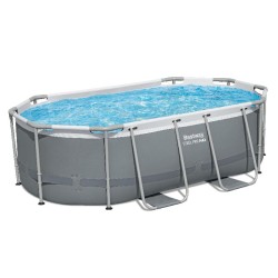 Bestway 5614A Power Steel 305x200x84cm - Piscina Fuori Terra Ovale con Pompa di Filtraggio